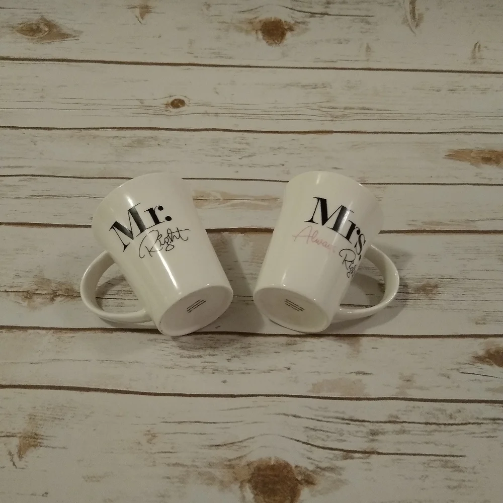 Mr. Right and Mrs. Always Right White Coffee Mugs